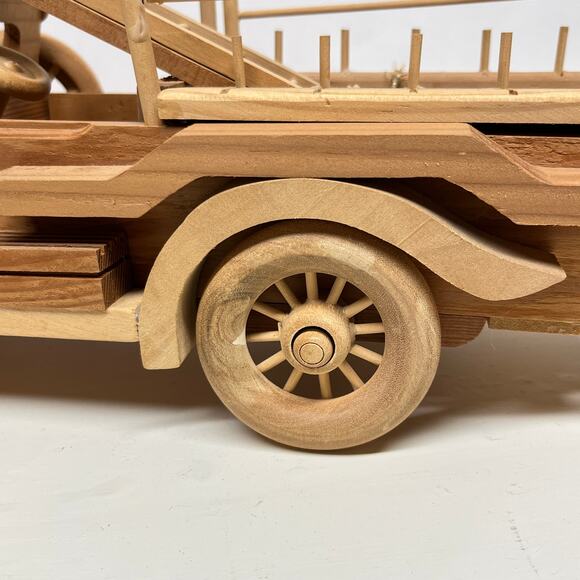 Vintage Homemade Wood Toy Fire Truck - Picture 8 of 9